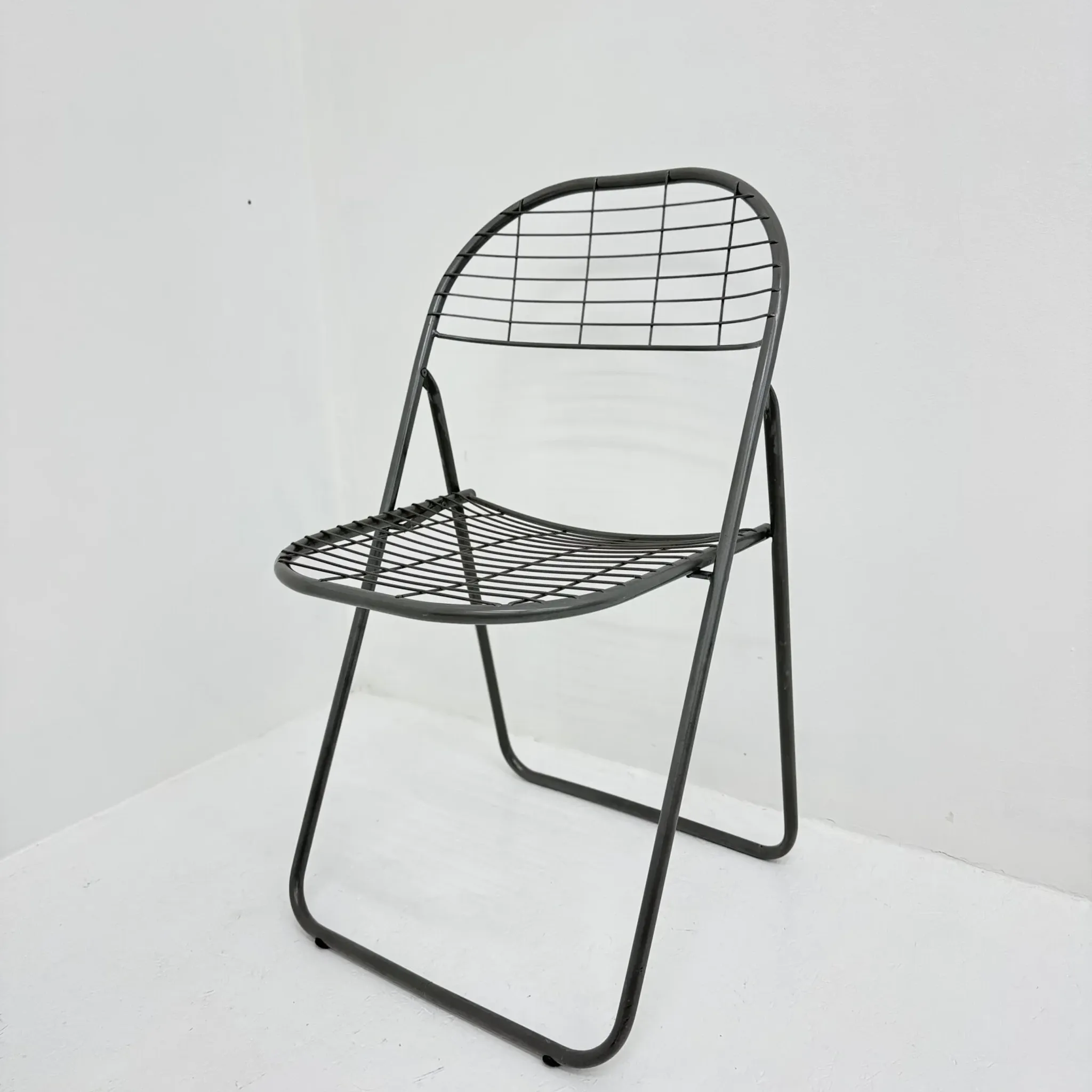 Niels Gammelgaard for Ikea grey wire metal folding chair, 1970s