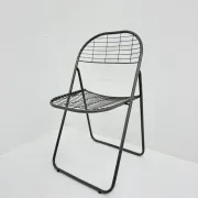 Niels Gammelgaard for Ikea grey wire metal folding chair, 1970s