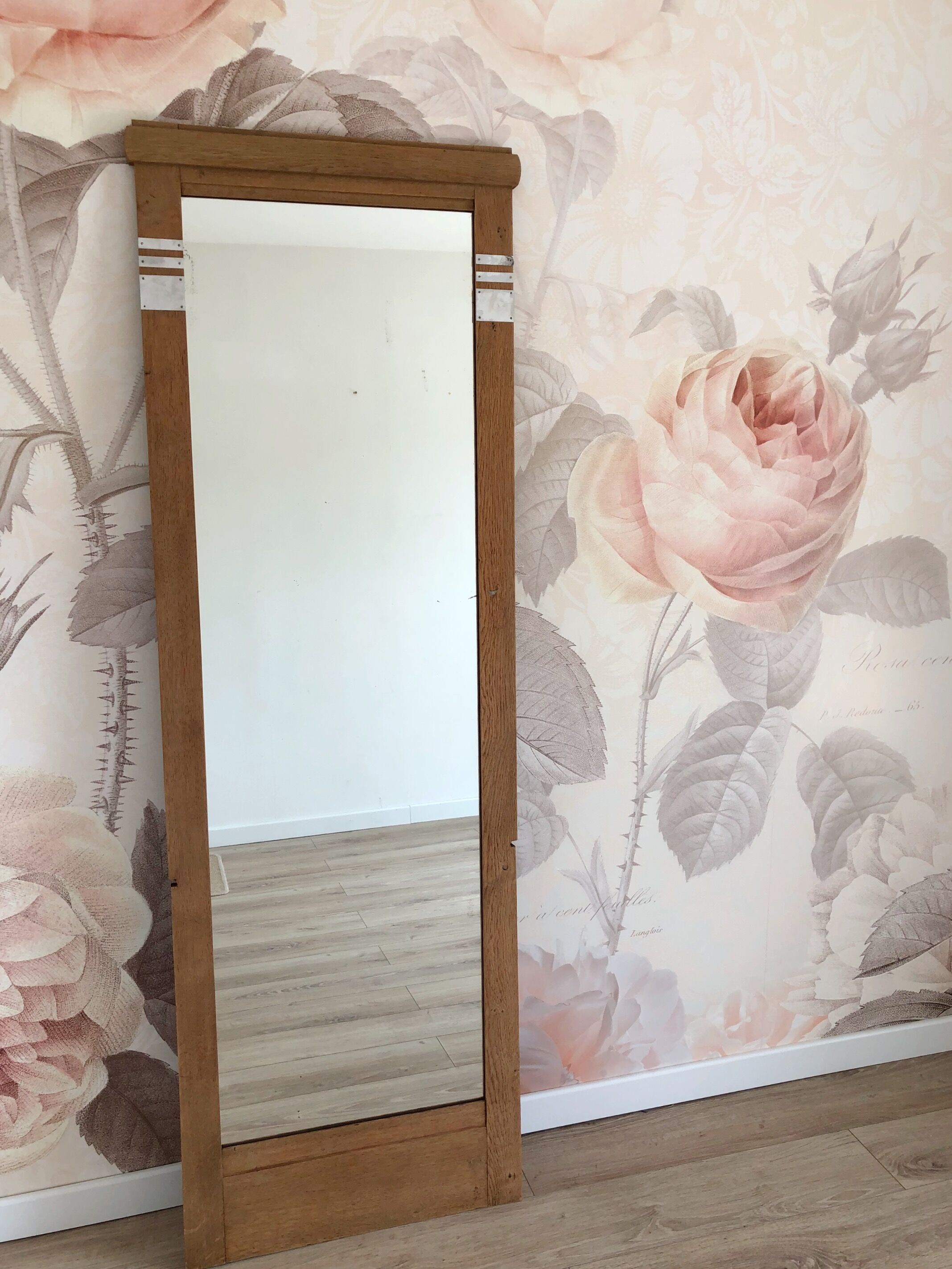 Solid oak mirror, Art Deco style