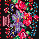 Vintage Romanian handwoven carpet with floral colorful design