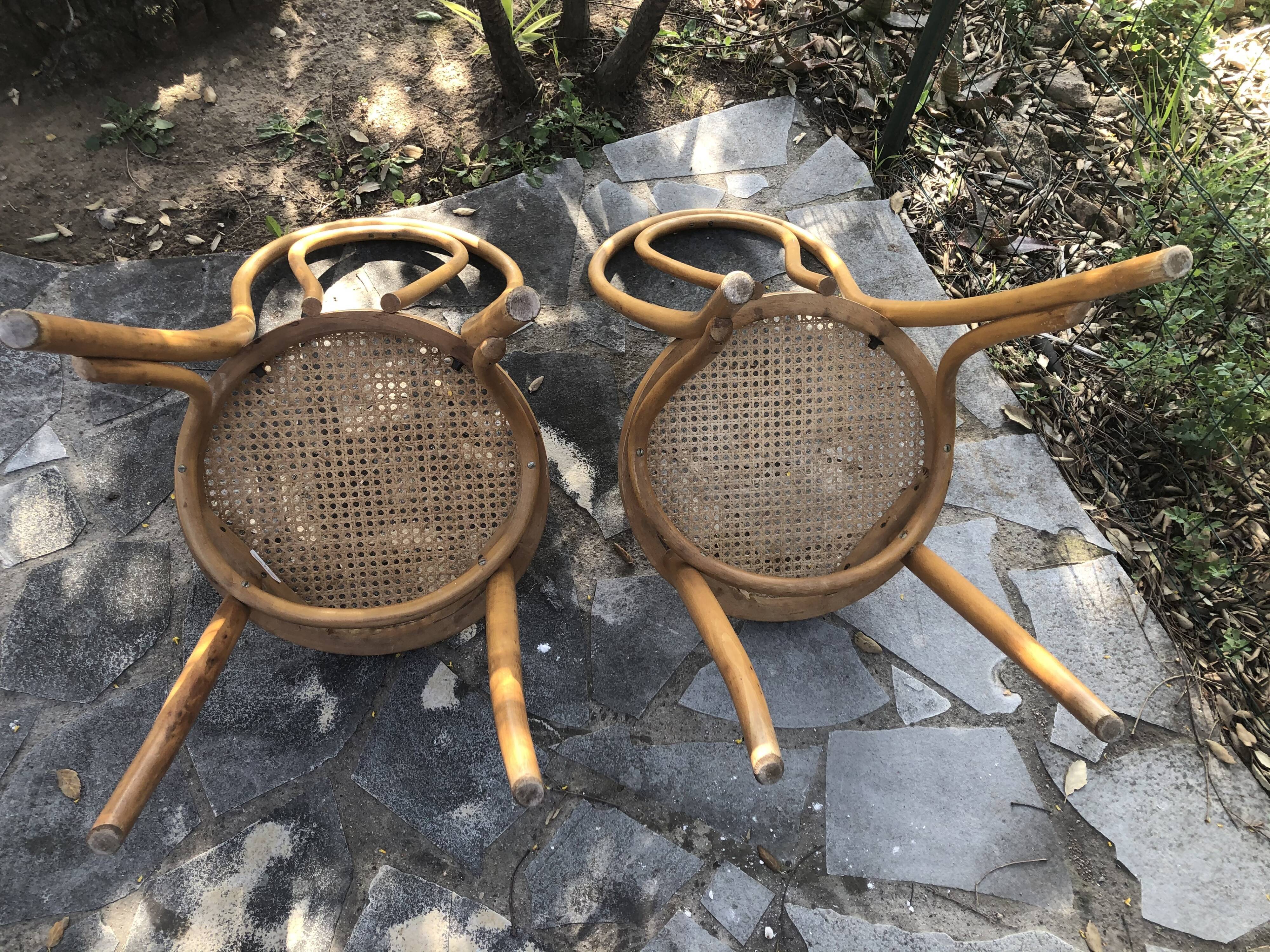 Pair of thonet canne bistro chairs