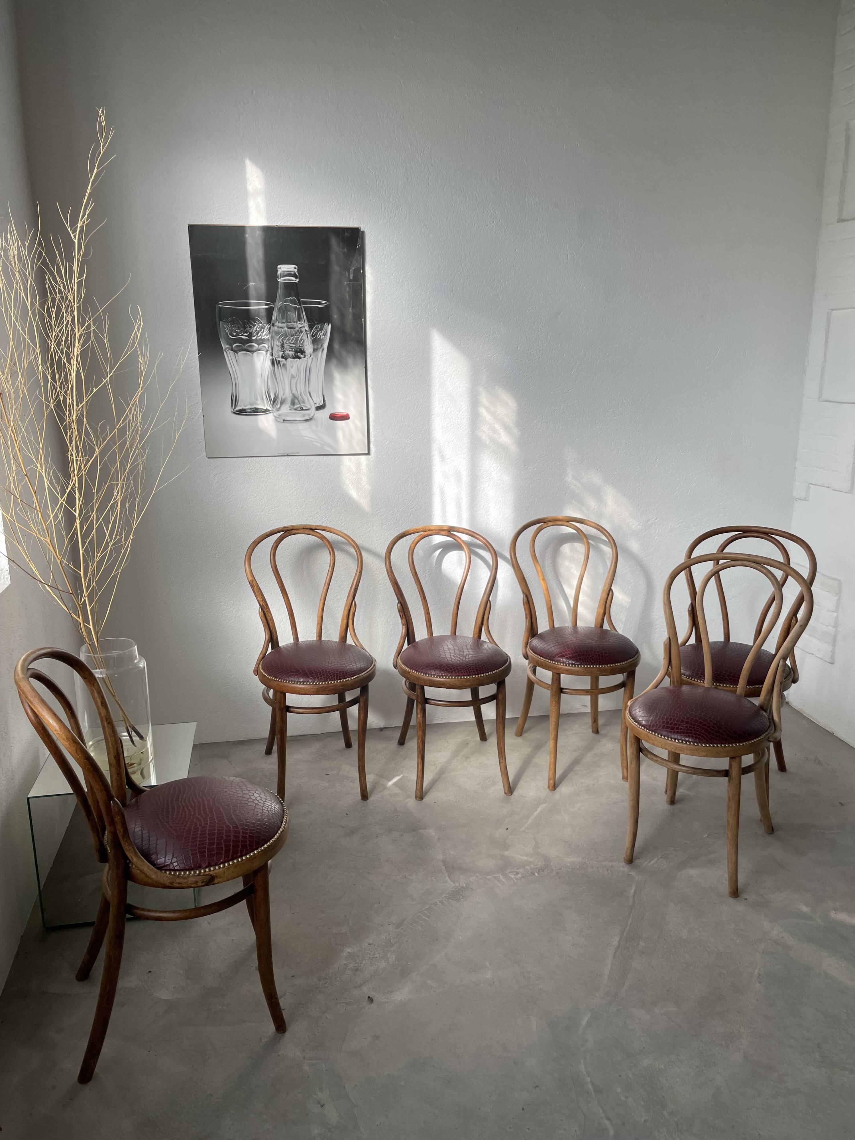 Lot of 6 Josef Kohn curved wood bistro chairs
