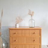 Vintage rattan chest of drawers