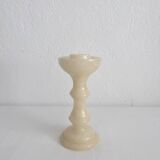 Vintage alabaster-style resin candlestick holder