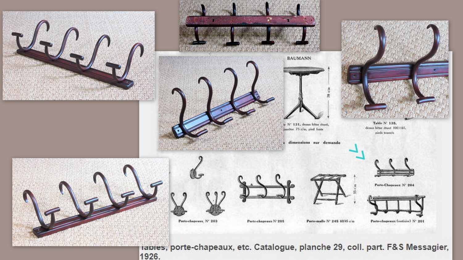 Patère bistro Baumann 1930s