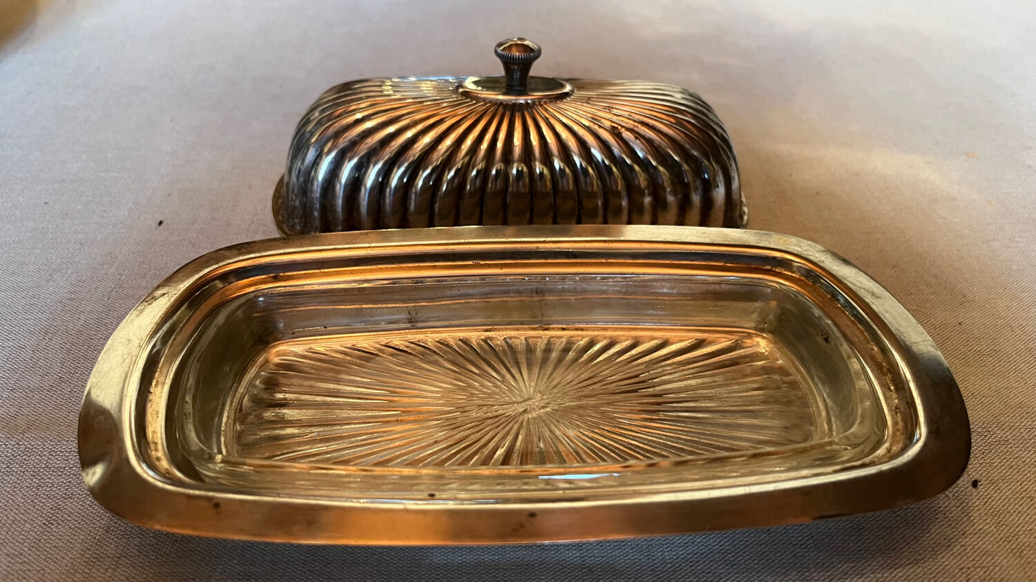 Vintage metal butter dish