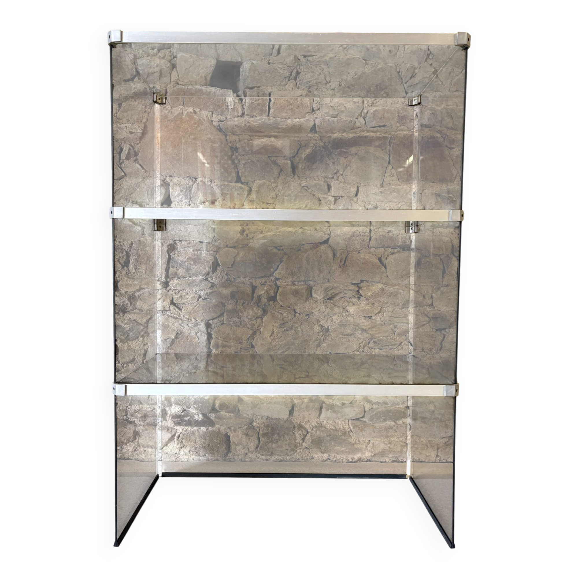 Hi-fi furniture in glass and aluminium for Pieterman Holland, 1970