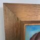 Vintage original dog portrait oil painting, signed animal art