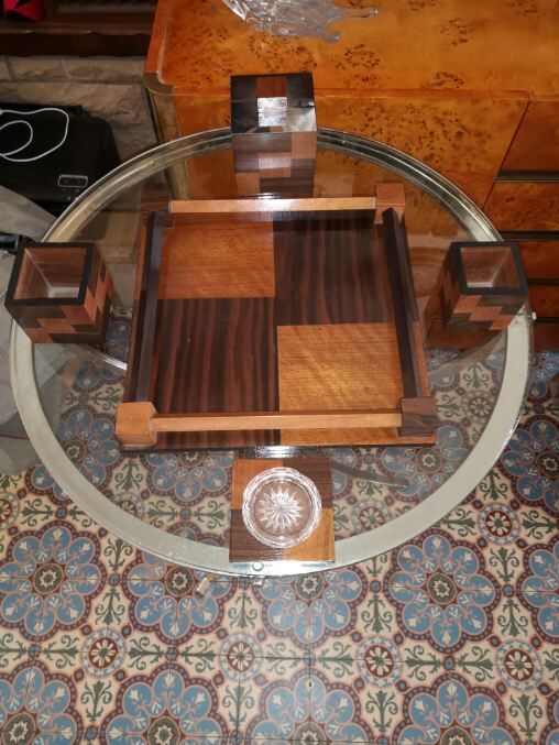 Necessary modernist smoker in rosewood and art deco macassar