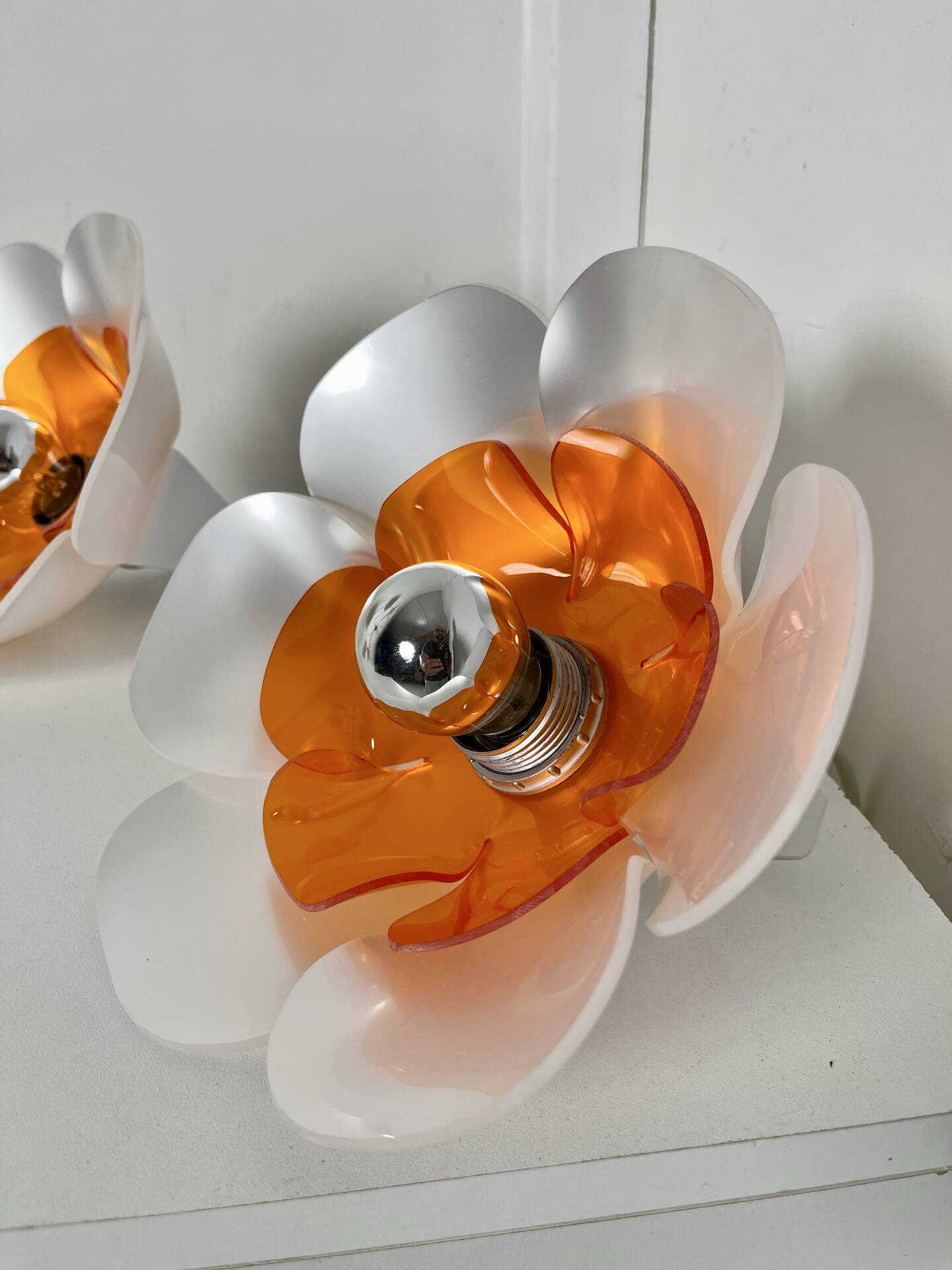 Pair of Flowers wall lights 1970