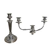 Pair of three-light convertible candelabras in silver metal