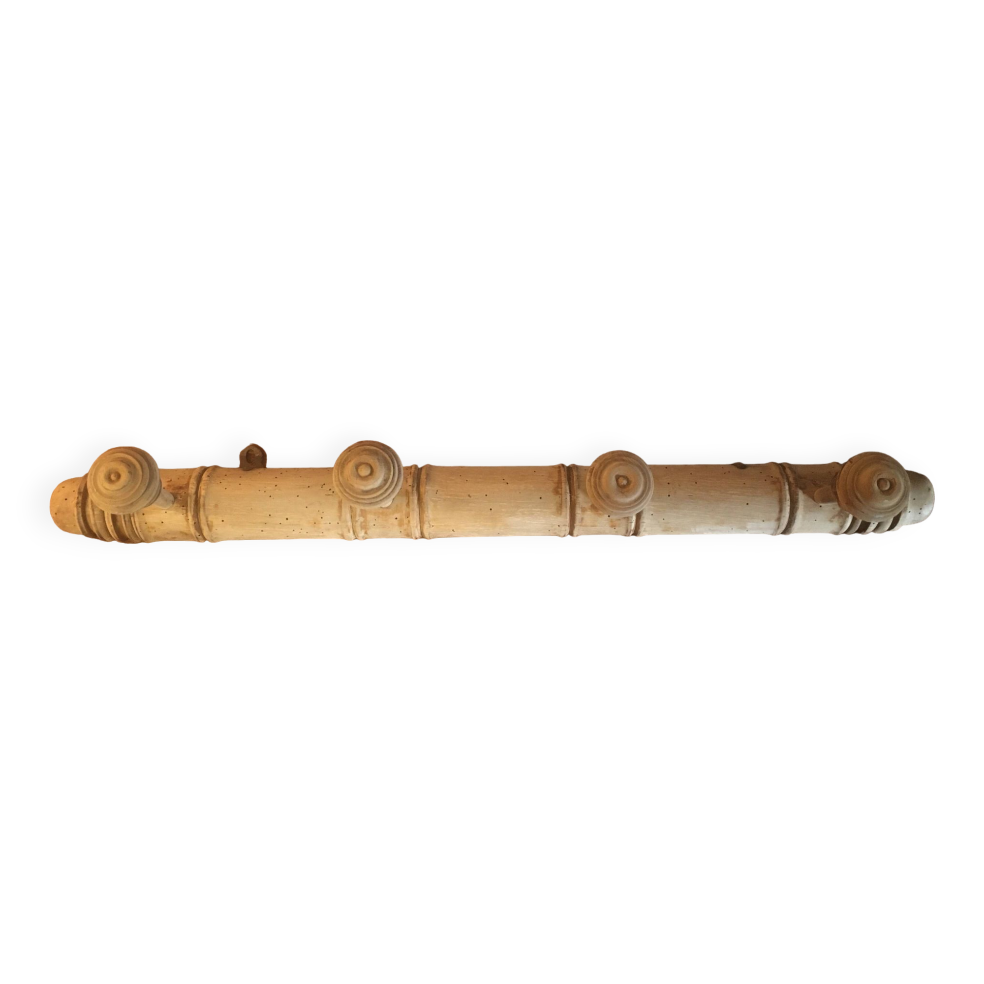 Wall coat rack with 4 hooks in raw wood