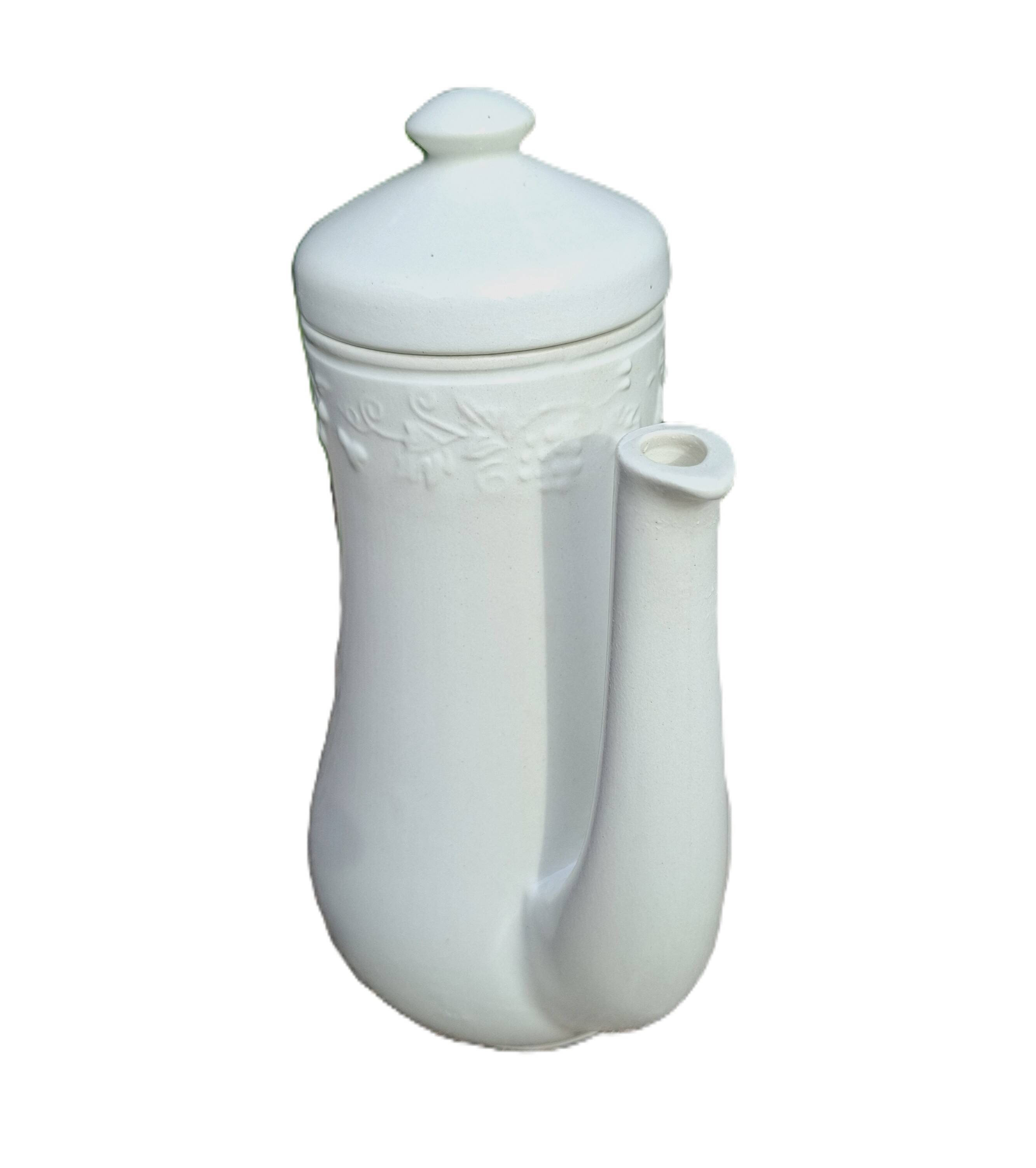 White ceramic coffee pot from Sarreguemines.