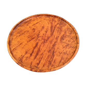 Plateau rond en loupe de bois