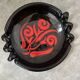 Vintage decorative bowl in black and red ceramic – 1960s/70s