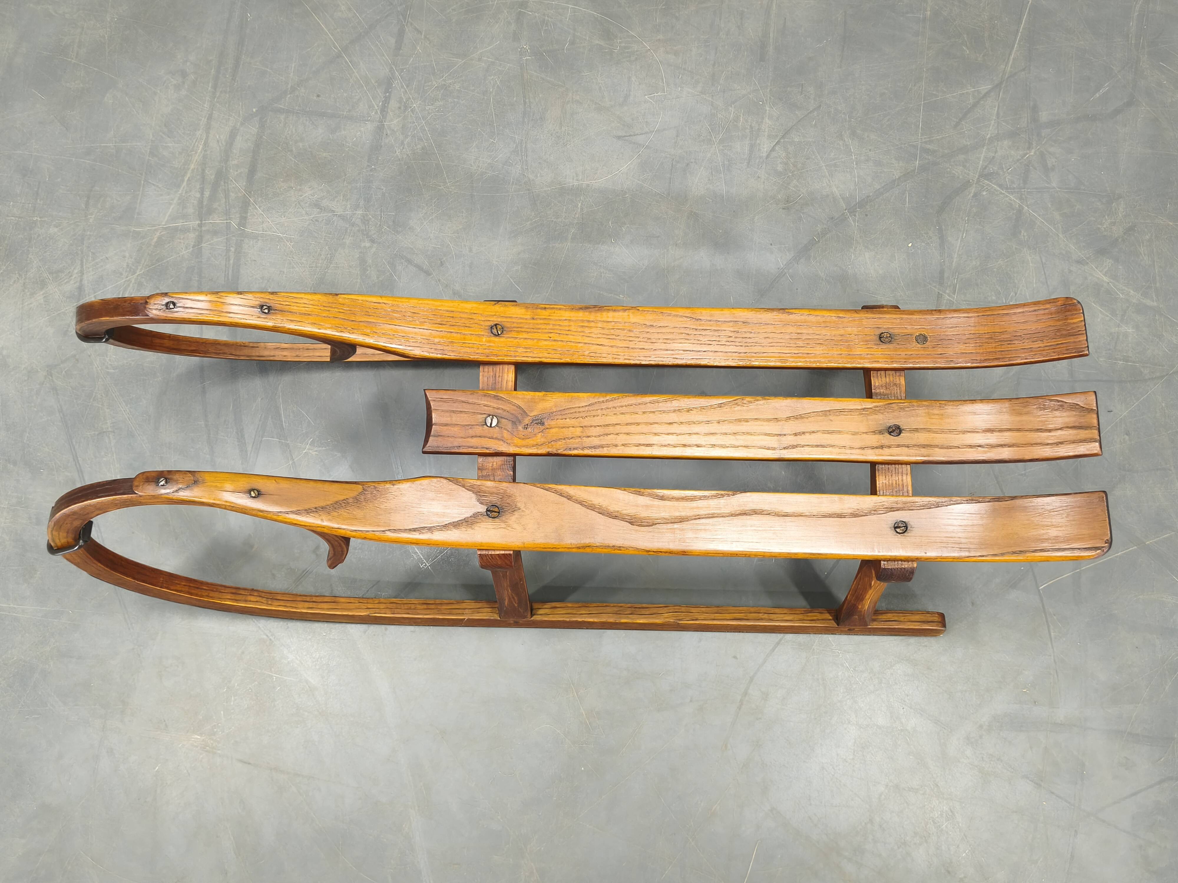 1930s Czech Oak Art Deco Sled