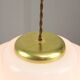 Lampe à Suspension Mid-Century en Laiton et Opaline, Italie, 1950s