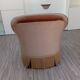 Fauteuil crapaud en velours beige avec franges, 1950-80