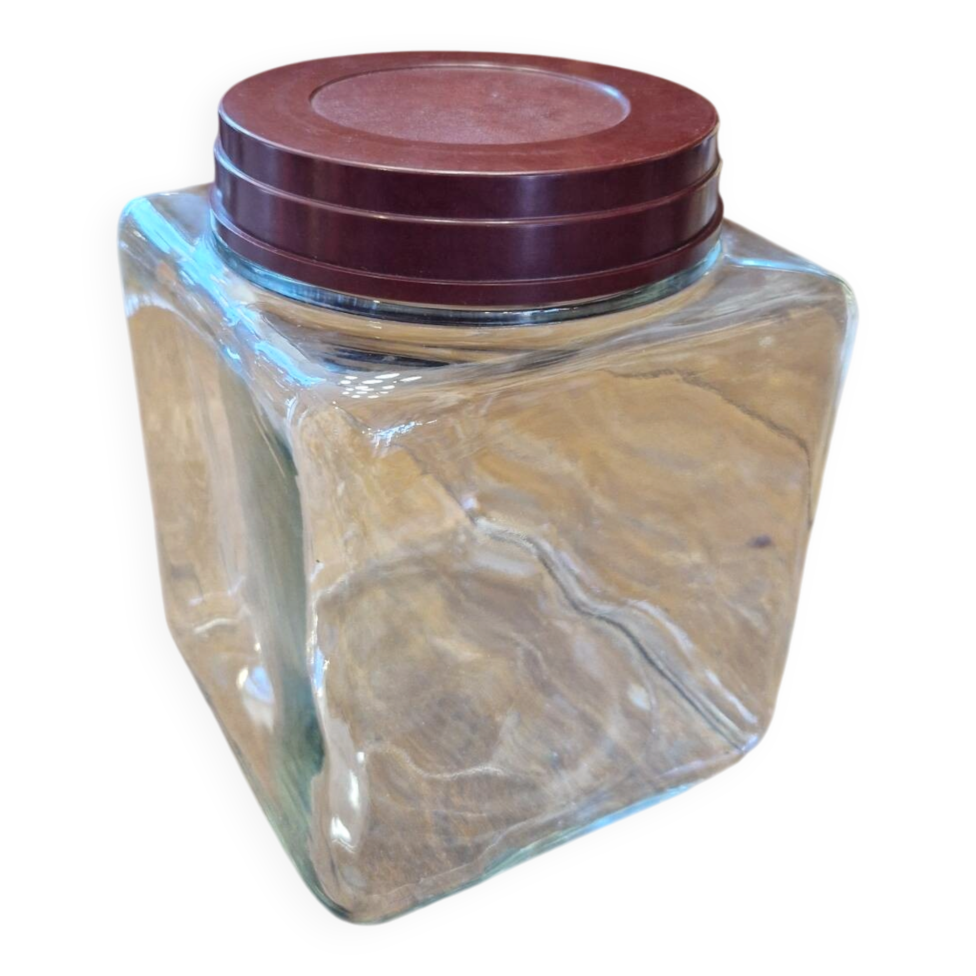 Ancient moulded glass jar with bakelite lid 20th century