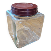 Ancient moulded glass jar with bakelite lid 20th century