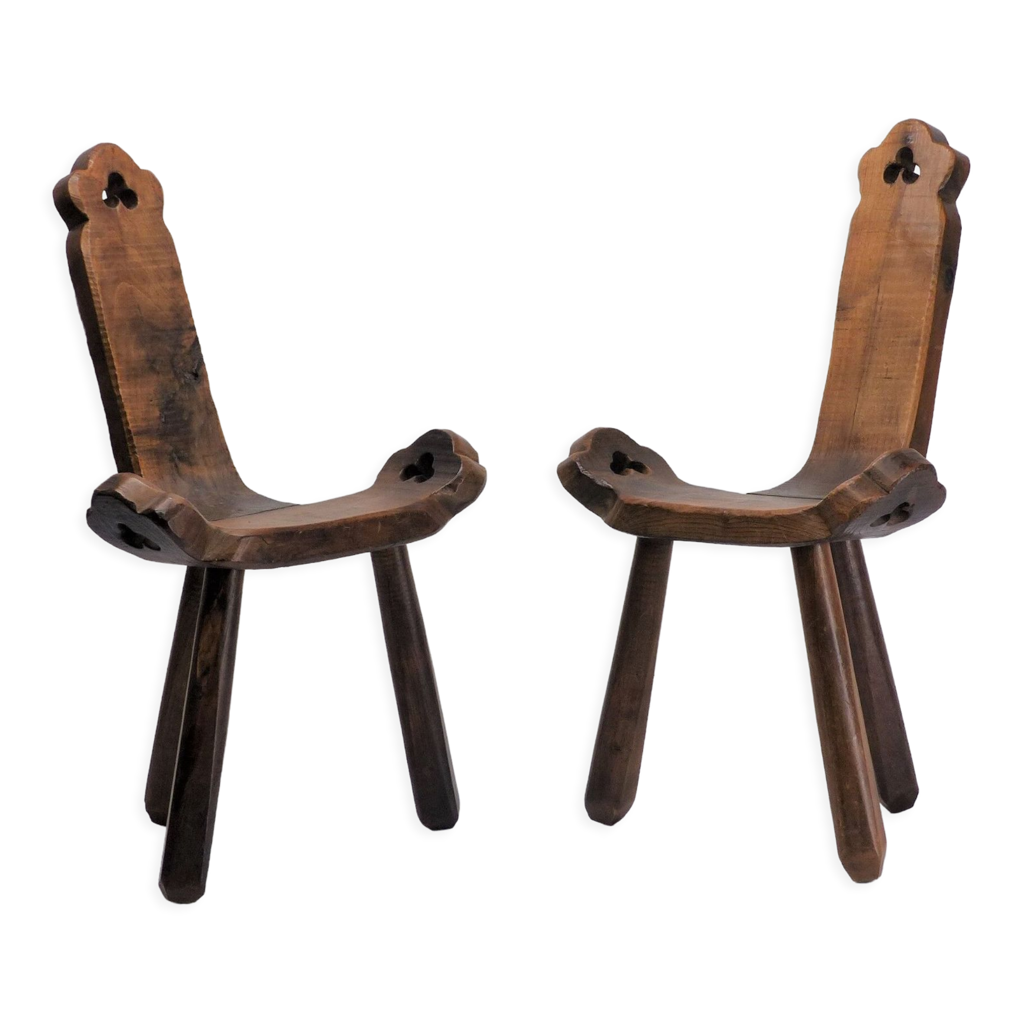 Paire de chaises brutalistes tripodes