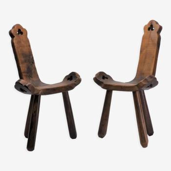 Pair of tripod brutalist chairs