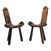 Paire de chaises brutalistes tripodes