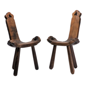 Paire de chaises brutalistes tripodes