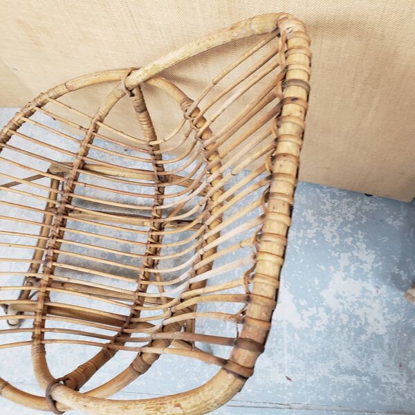 Série de fauteuil en rotin année 70