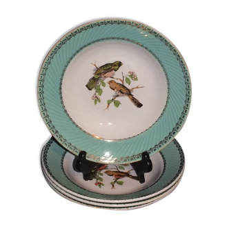 4 vintage hollow plates decorated with birds
