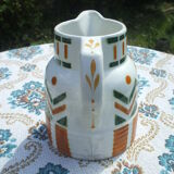 Longwy décor art deco 1930s earthenware pitcher