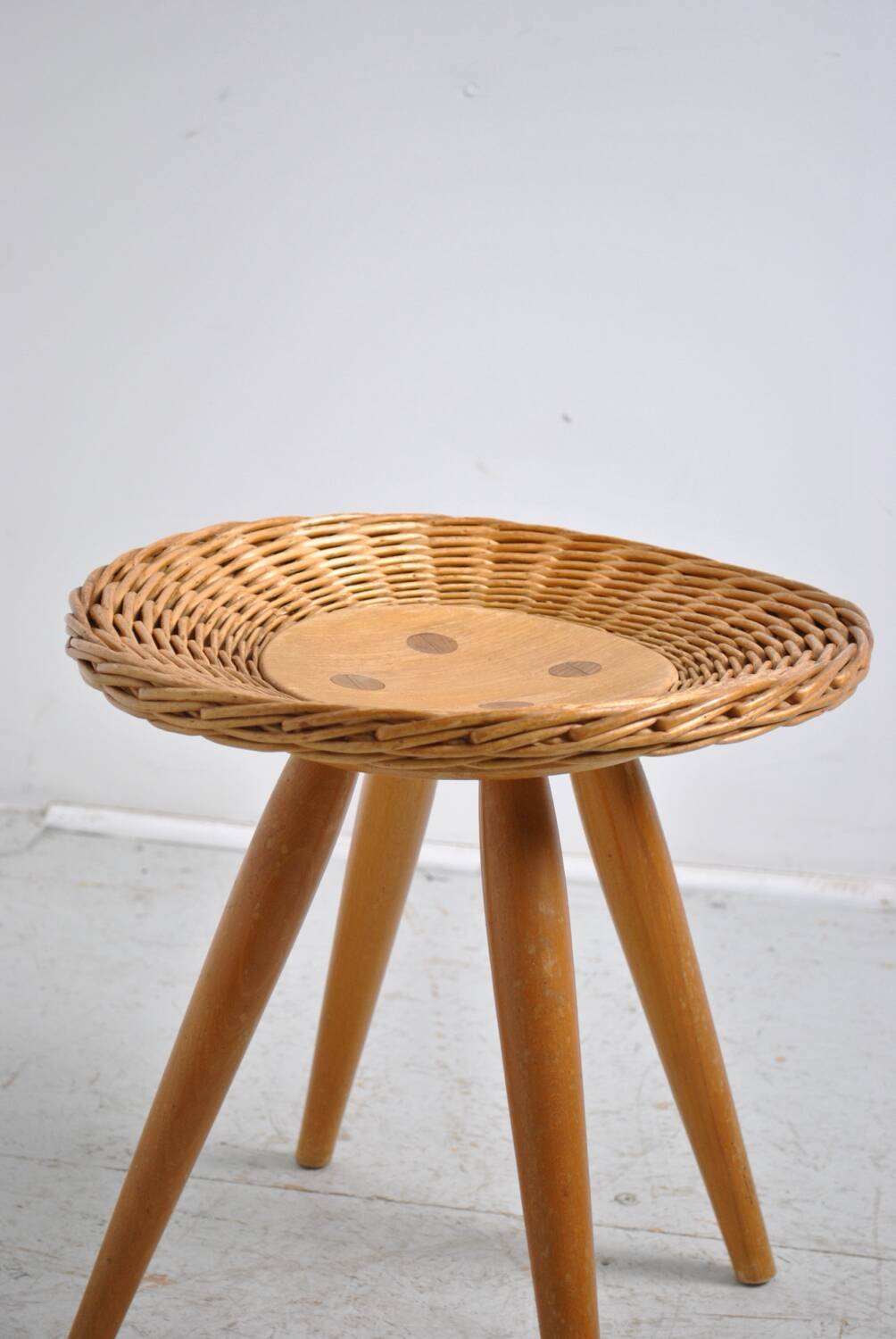 Rattan stool by Jan Kalous for Úluv 1960s