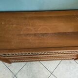 Vintage rattan and oak chest of drawers from the 1960s