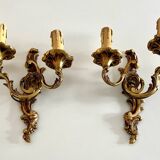 Lot of 2 Double Bronze Wall Lights
