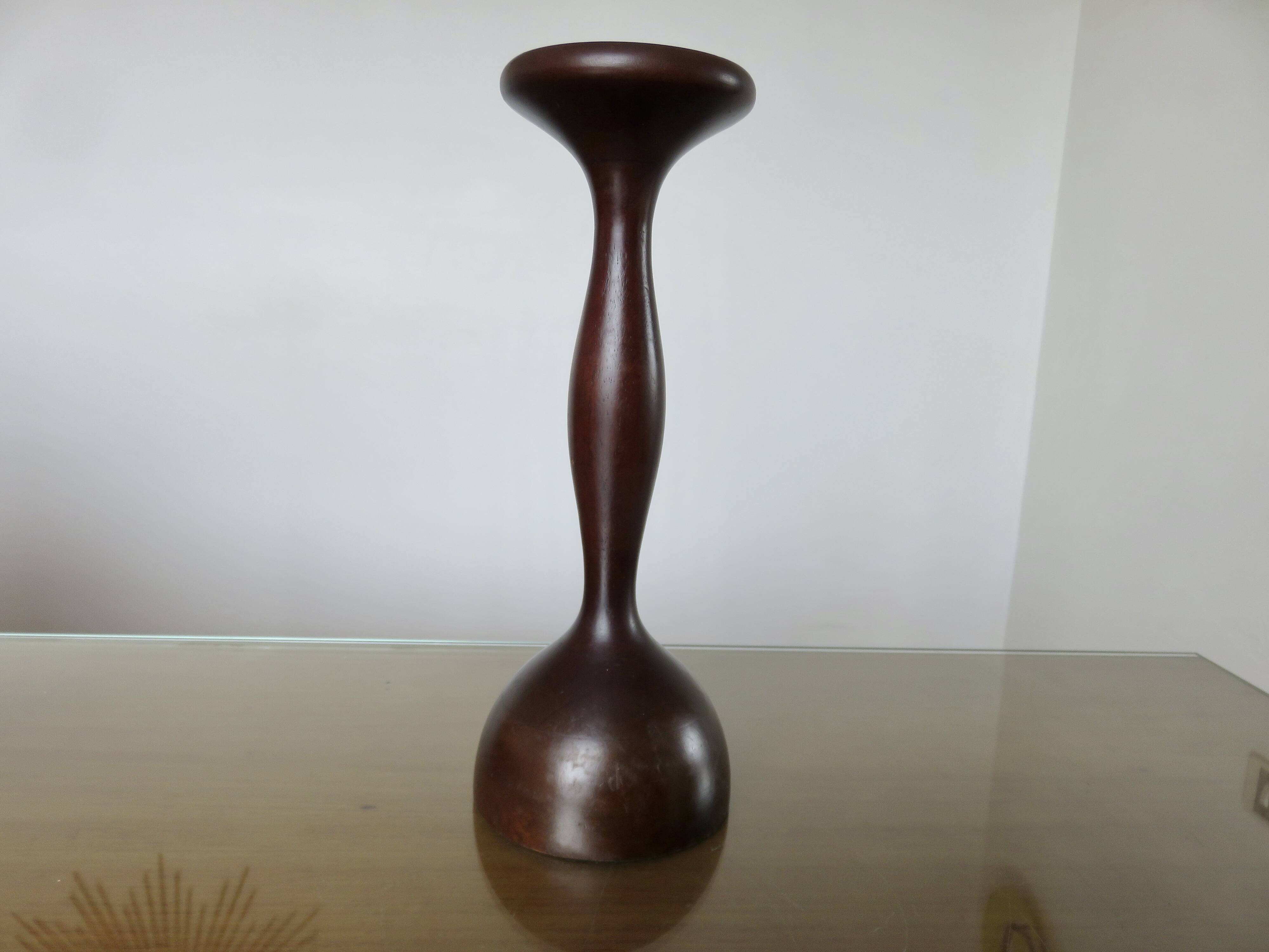 Paire de bougeoirs scandinaves en bois, années 70-80