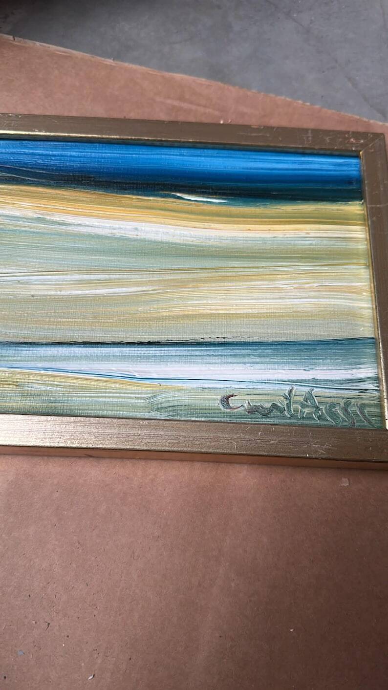 Mid-Century Swedish Oil on Canvas – "Abstract" by Curt Agge, Framed