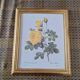 2 paintings with period lithographed flowers and gilded wooden frame.