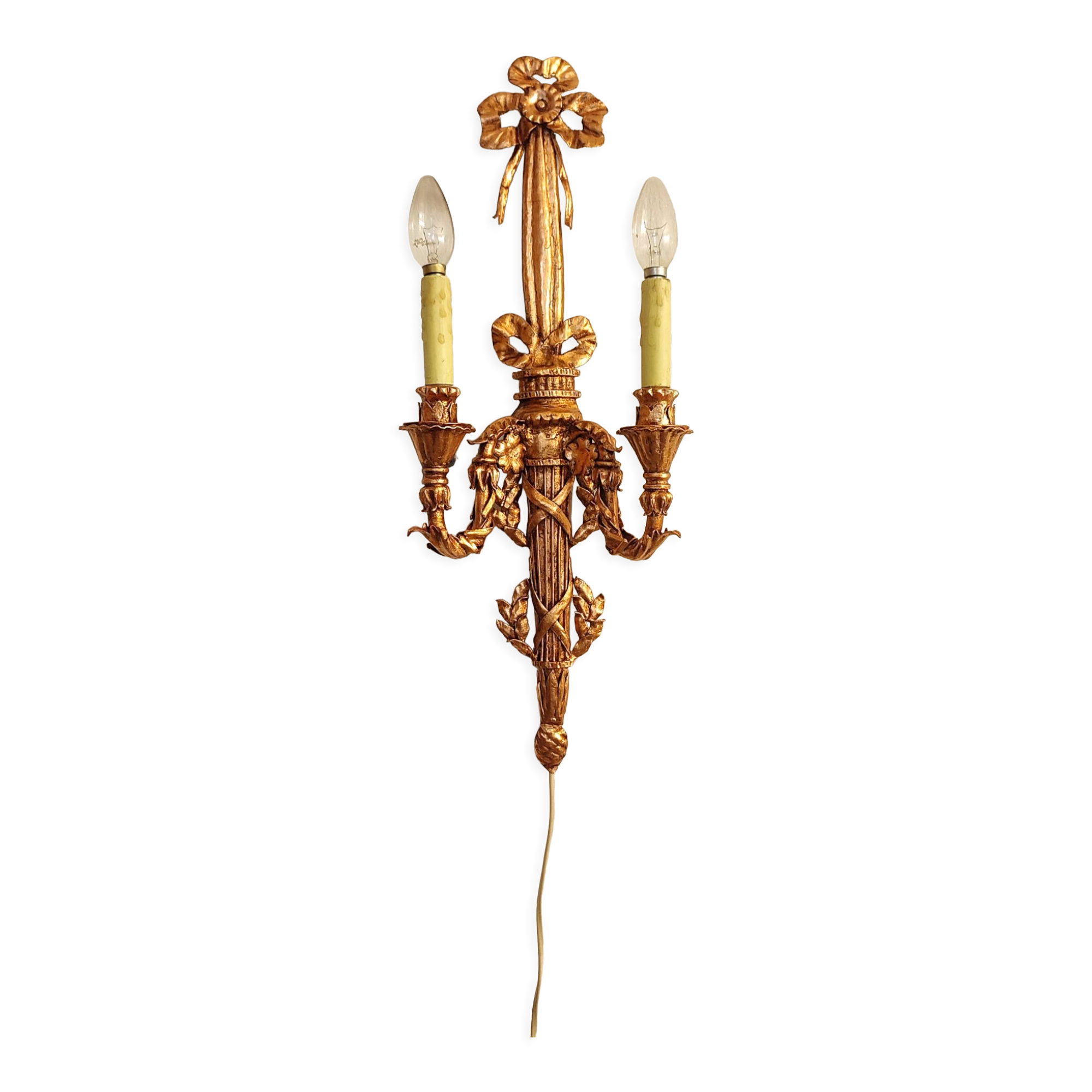 Wall lamp wrought iron and gold leaf. France, 1950s.