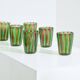 Set de 6 verres gobelets vert et violet Murano vers 1980
