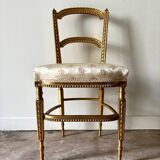 Chaise Napoléon III en bois doré et coton fleuri, XIXème siècle