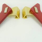 1950s streamline DOOR HANDLES push handles red bakelite and aluminum