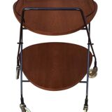 Vintage Scandinavian serving trolley in teak and metal, metal wheels, 1960s