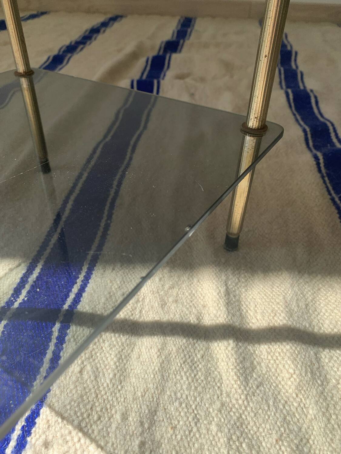 Old glass and brass stool