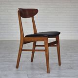 1960s, set of 4 Danish dining chairs by Farstrup, bent teak wood, reupholstered.