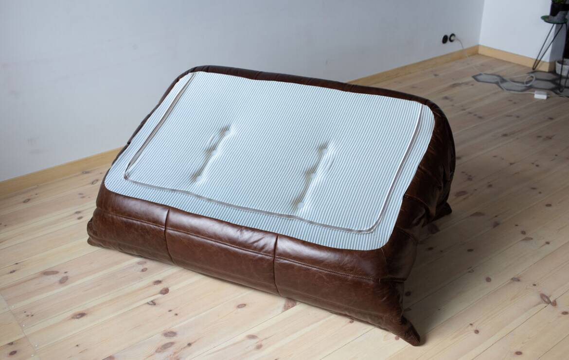 Togo 3-seater sofa in brown leather designed by Michel Ducaroy 1973