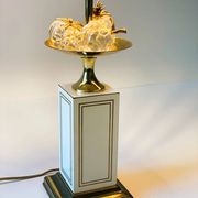 Hollywood Regency table lamp with crystal fruit with brass details, 1970s