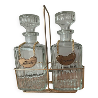 Whiskey and cognac decanter with support