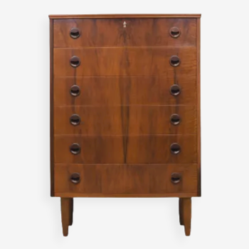 Walnut chest of drawers, Danish design, 60s, made in Denmark