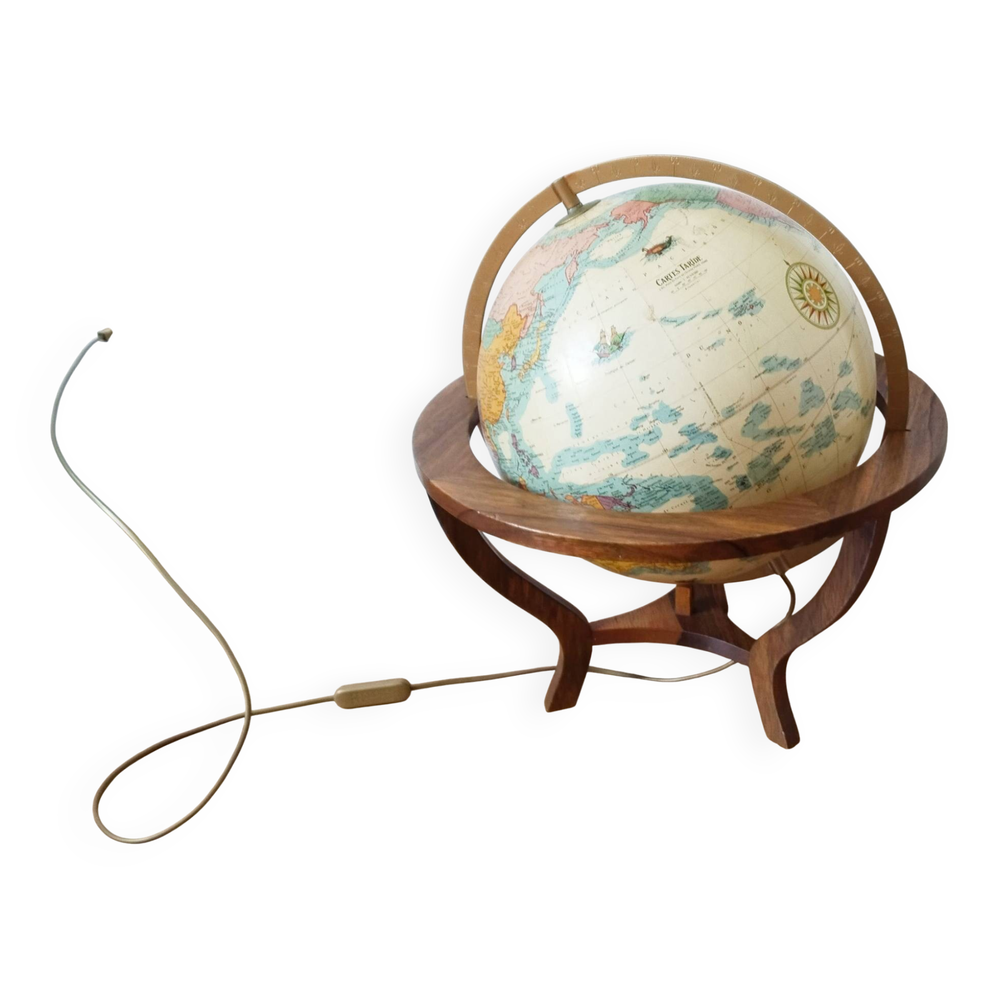 Taride illuminated terrestrial globe, wooden tripod, 1993