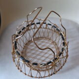 Vintage Erdecor basket in metal wires gilded with fine gold circa 1960
